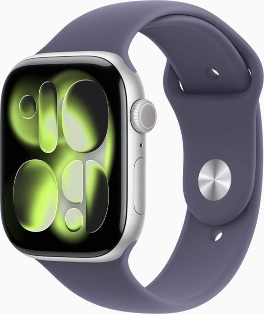 Apple Watch Series 11 GPS 46mm Silver Aluminum Case with Purple Fog Sport Band - M/L